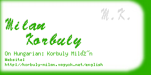 milan korbuly business card